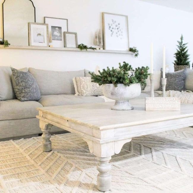 Light Gray Sectional With White Shelving