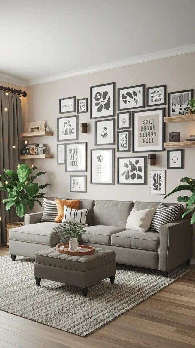 Gray Rug Anchors Budget Living Room