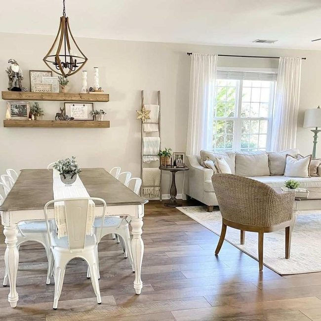 White Metal Chairs, Farmhouse Dining