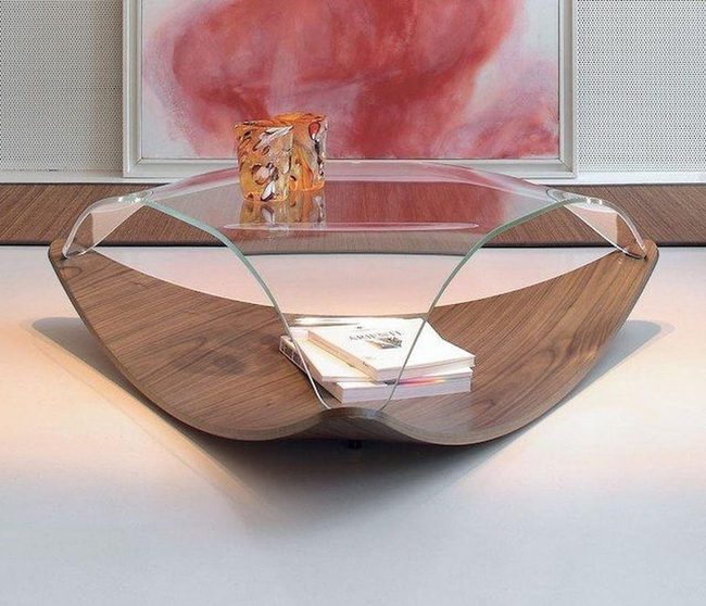 Orange Glass Wood Curves Modern