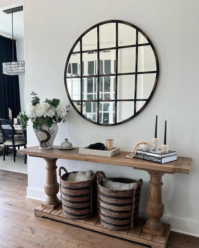 Oversized Mirror, Natural Wood Simplicity