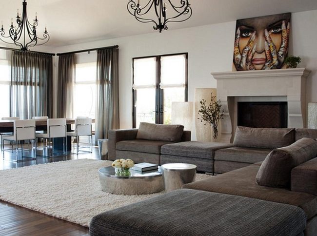 Deep Brown Sofas With Wooden Warmth