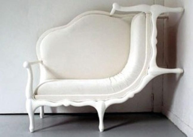 White Curved Sofa Statement Piece