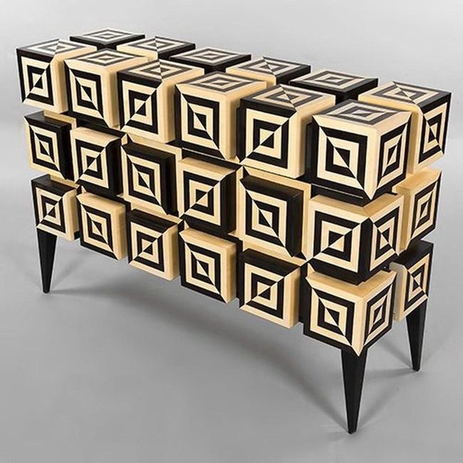 Black Beige Geometric Cube Storage