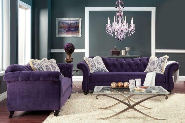 Purple Chesterfield Statement Sofa