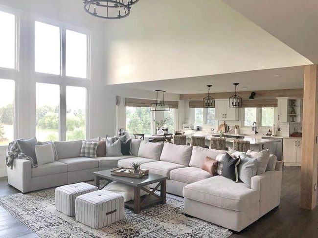 Off-White Sectional Grey Plaid Layers