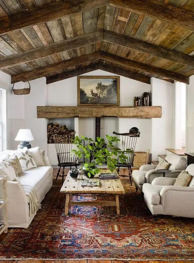Warm Wooden Beams And Fireplaces