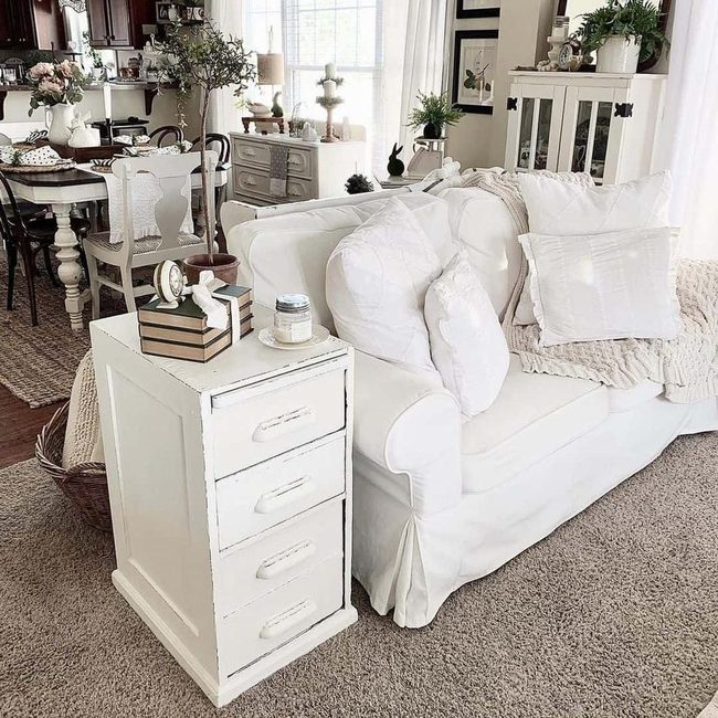 White Drawer Table Farmhouse Living