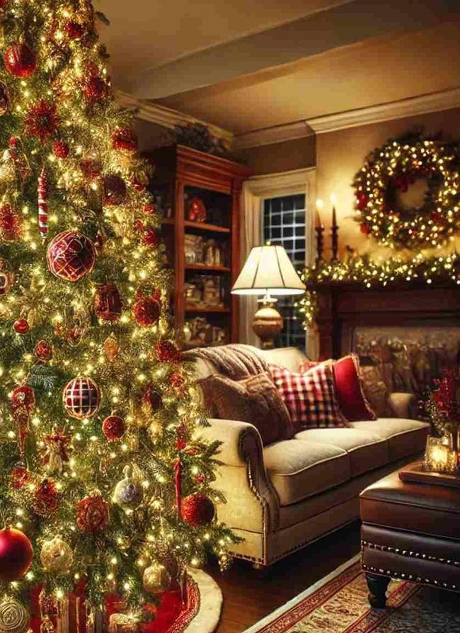 Gold And Red Ornament Tree