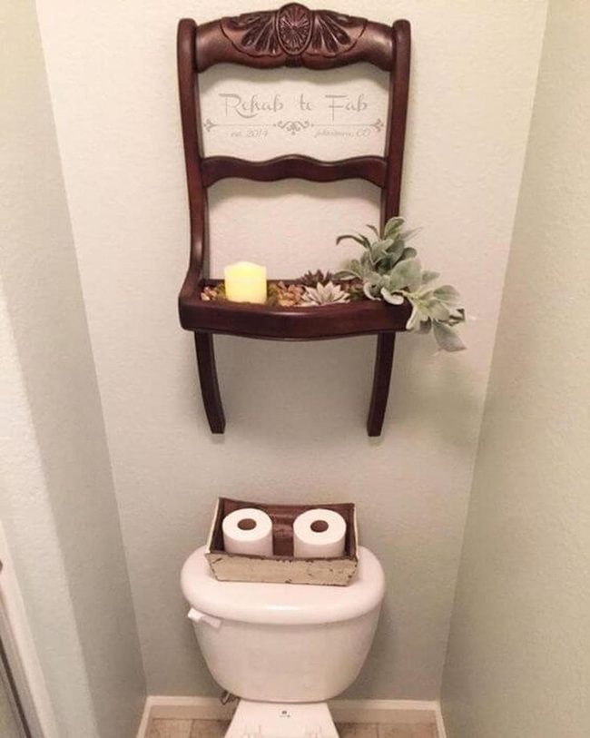 Inverted Wooden Chair Wall Shelf