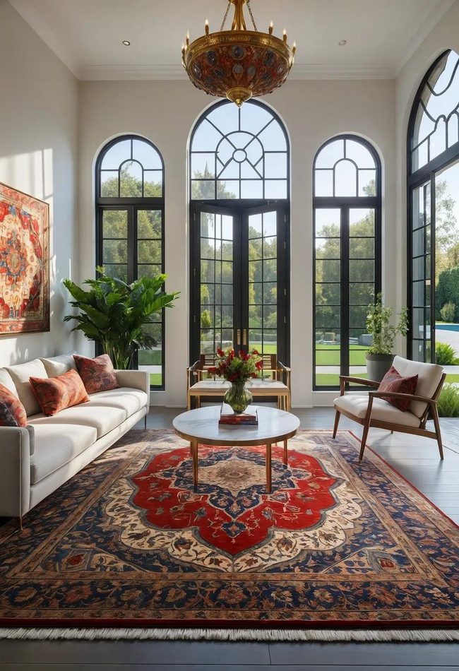 Persian Rug As Living Room Centerpiece