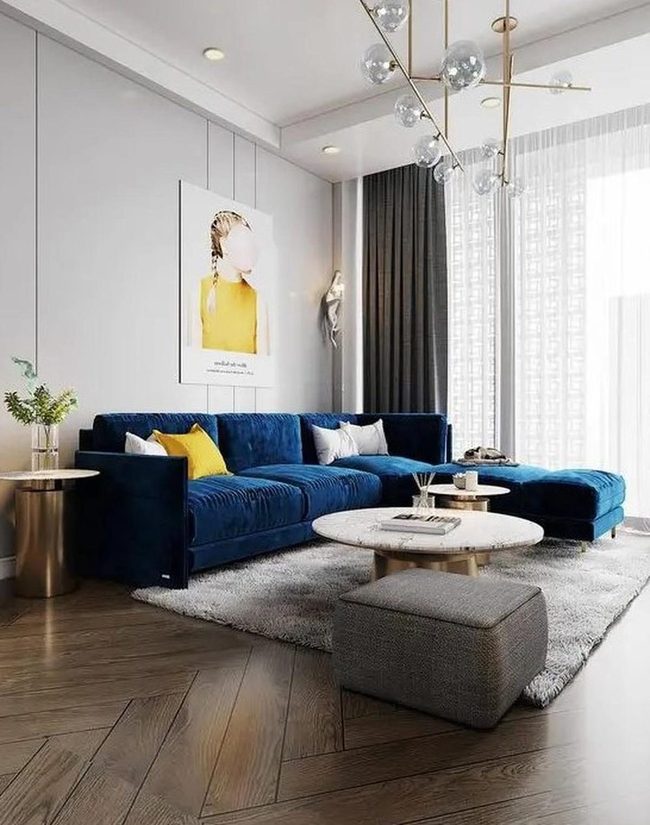 Deep Blue Velvet Anchors Gold-Trimmed Space