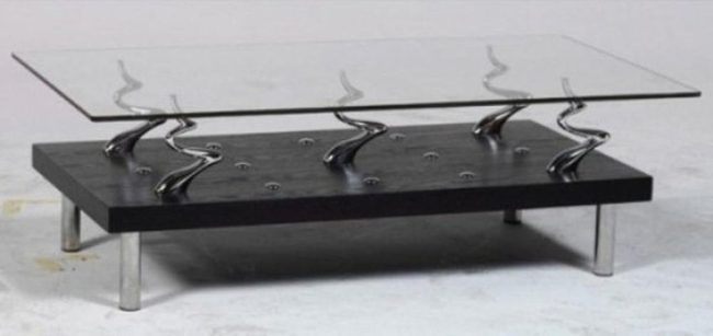 Glass Top With Metal Curves