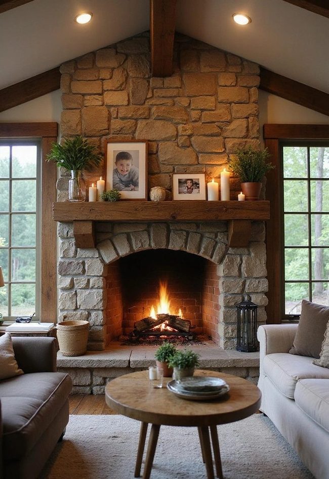 Stone Fireplace Living Room Focal Point