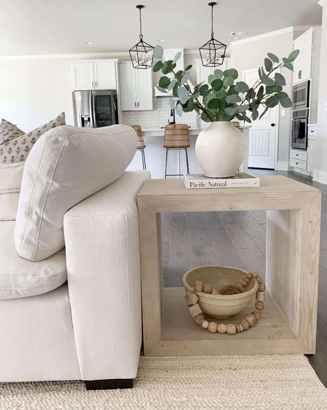 Natural Wood Cube With Layered Styling