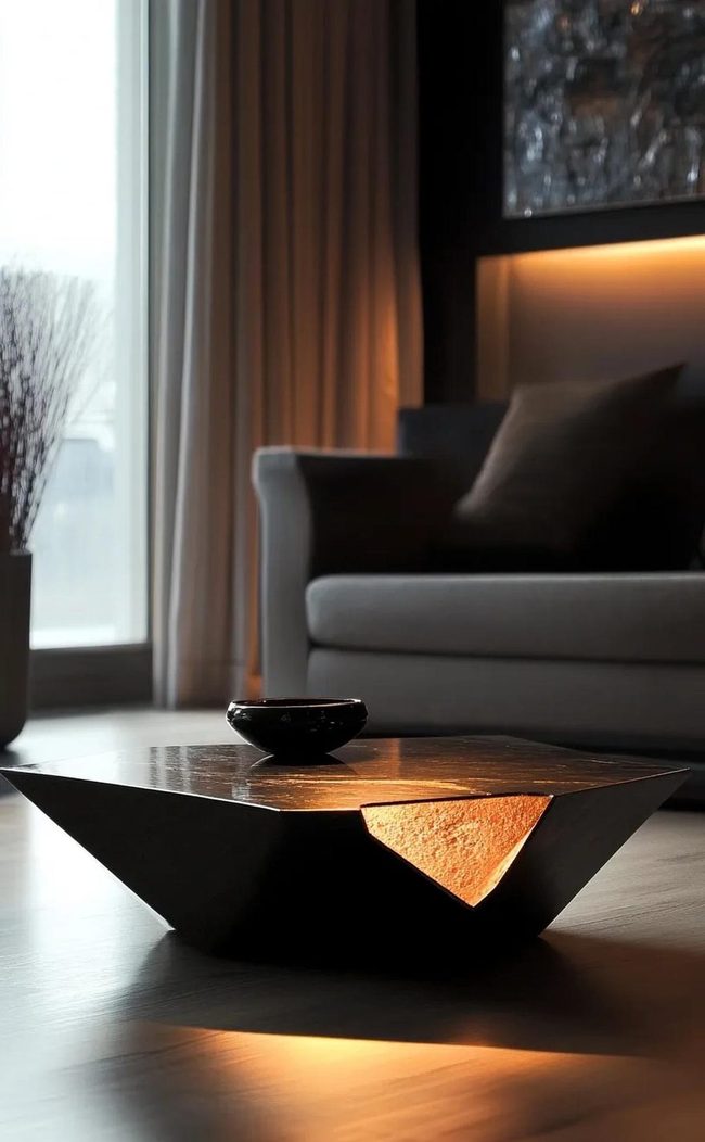 Dark Lumber Coffee Table Statement