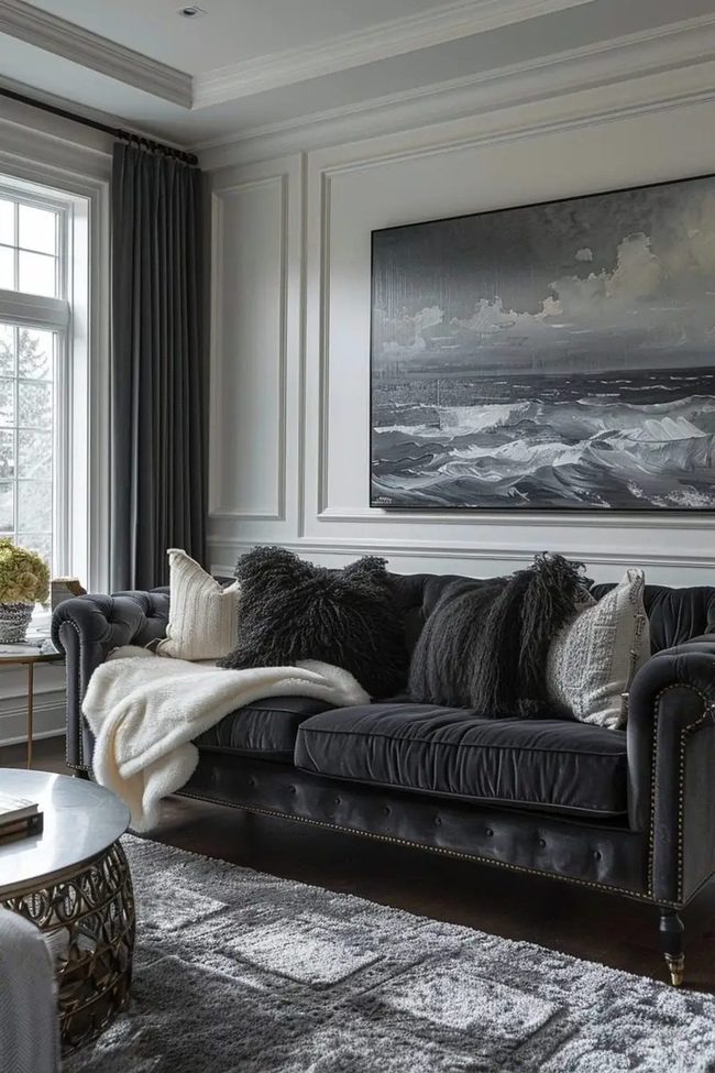 Deep Black Velvet Living Statement