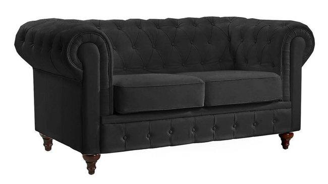 Black Chesterfield Loveseat For Two