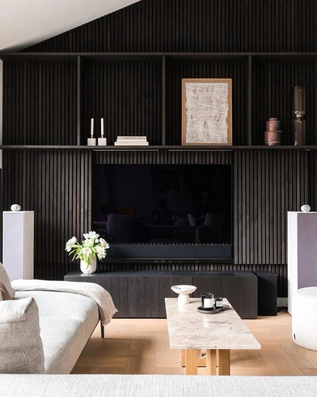 Black Slat Tv Wall Concealment