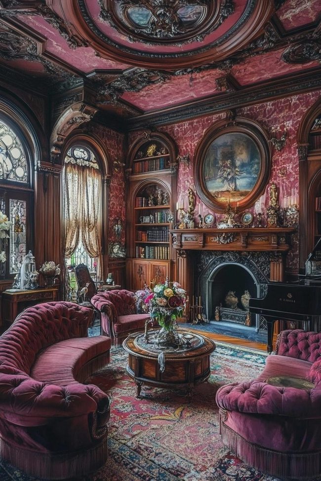 Ornate Gold Velvet Parlor