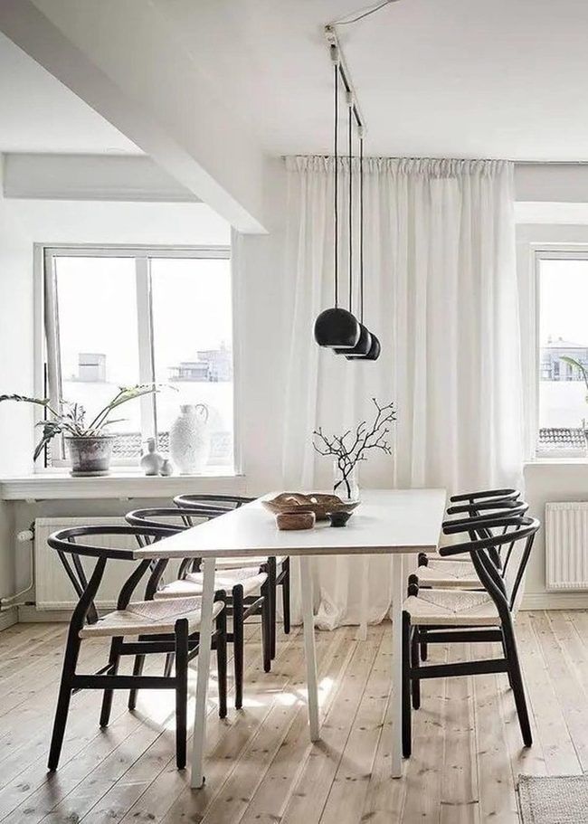 Black Pendant Lights White Dining Simplicity
