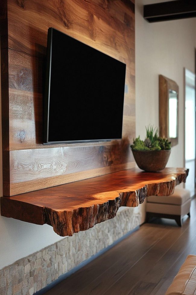 Raw Timber Slab Tv Stand