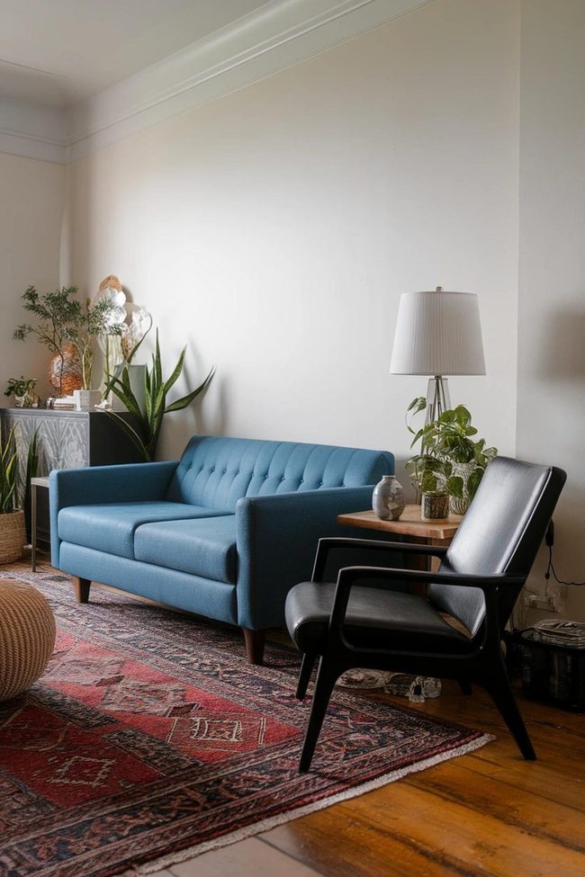 Deep Navy And Black Furniture Contrast