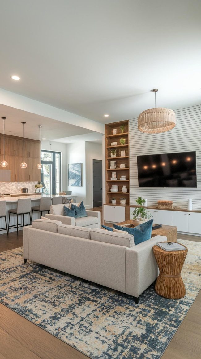 Warm Wood Zones Open Concept