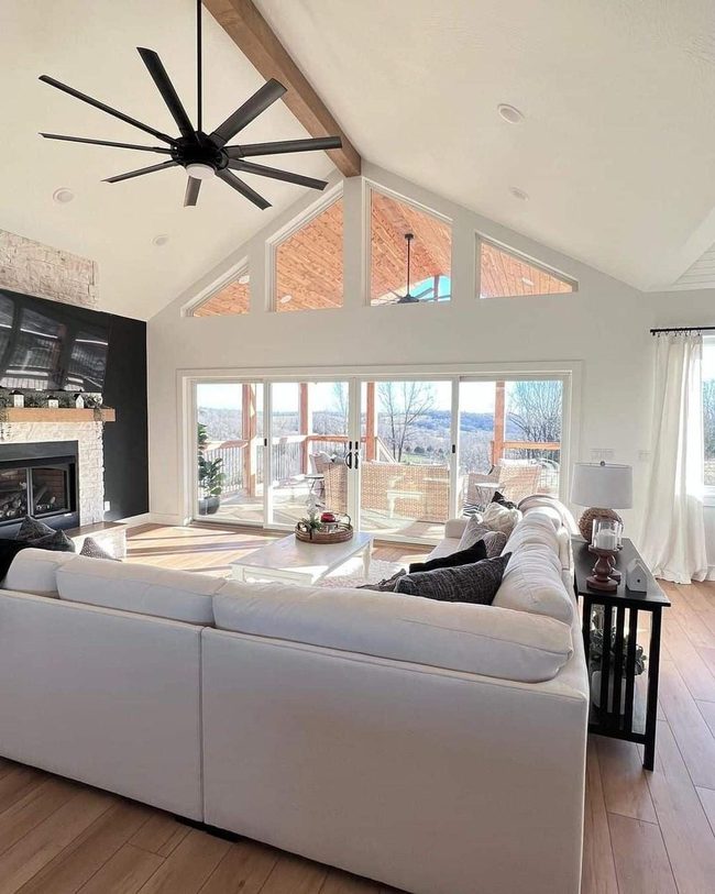 High Ceilings Black Accent Wall