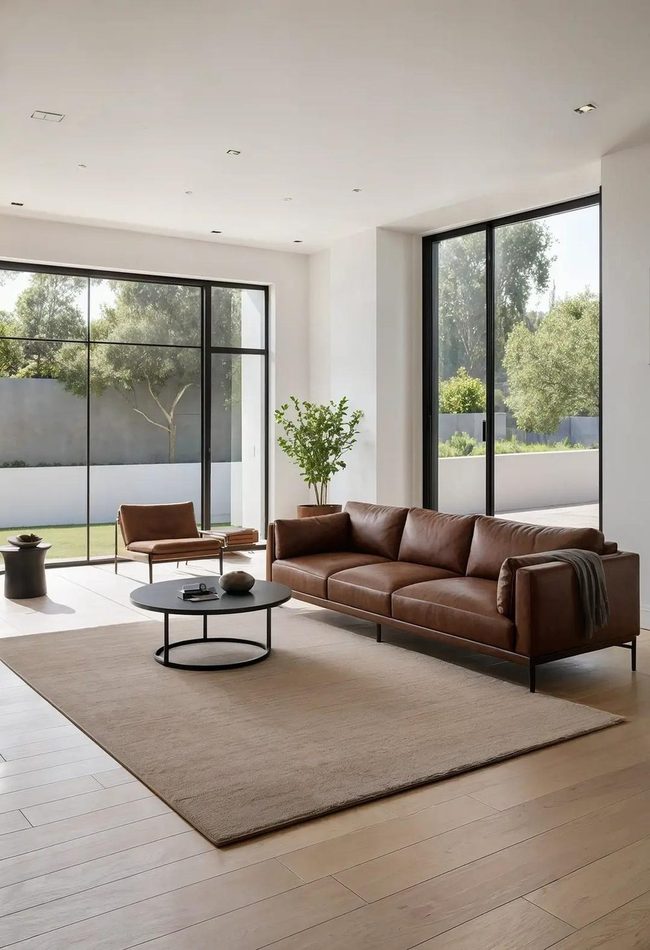 Brown Leather Command Modern Minimalism