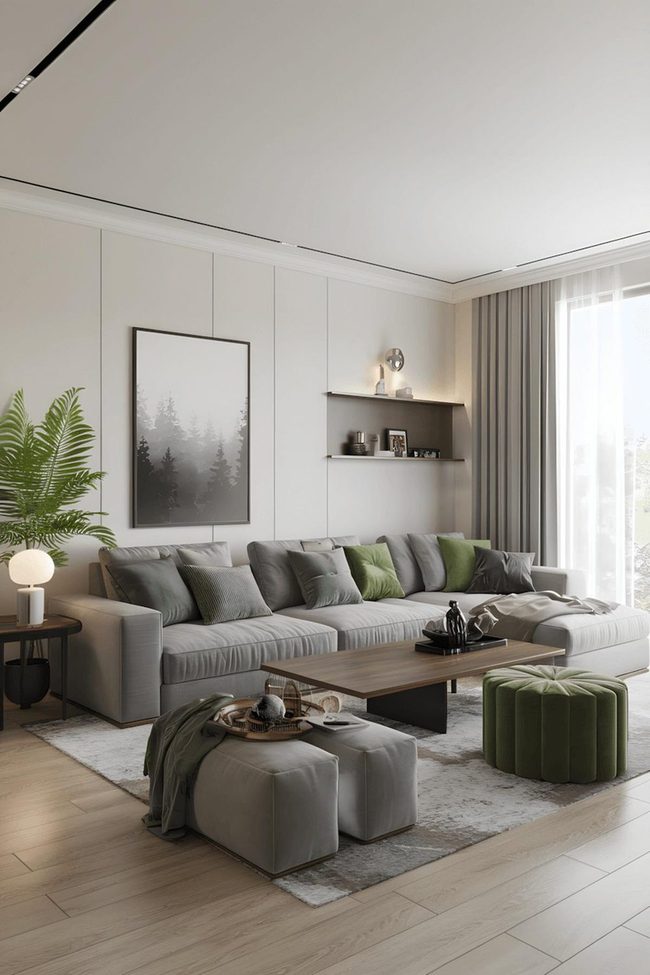 Gray And Green Nature Living Room