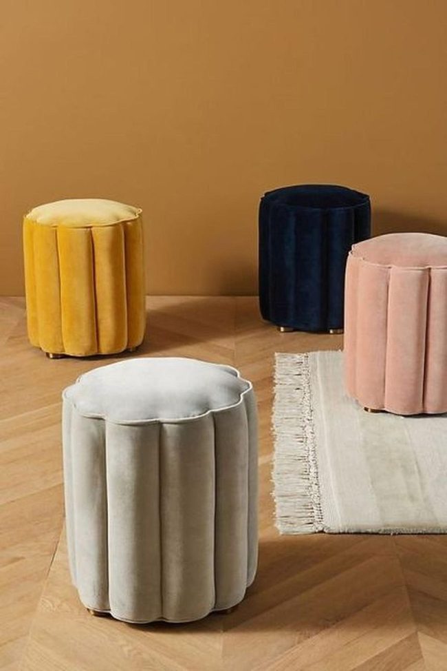 Pleated Velvet Stools Four Colors