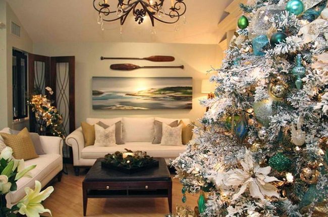 White Trees And Blue Ornament Magic