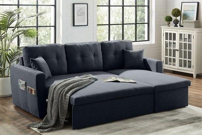 Gray Pull-Out Sofa Bed