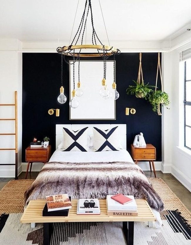 Black White Wood Industrial Bedroom