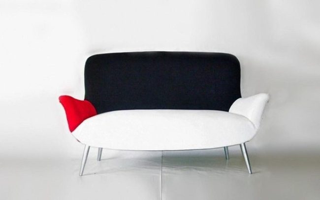 Black White Red Statement Sofa