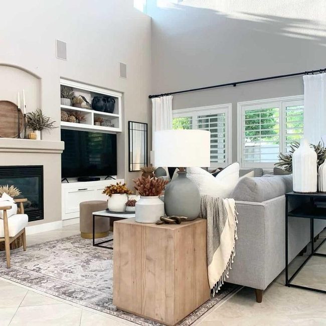 Gray Sectional Green Lamp Living Room