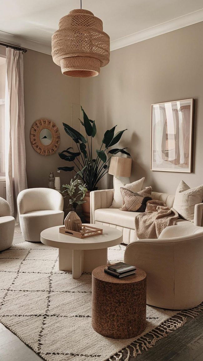 Large Pattern Rug Defines Living Room