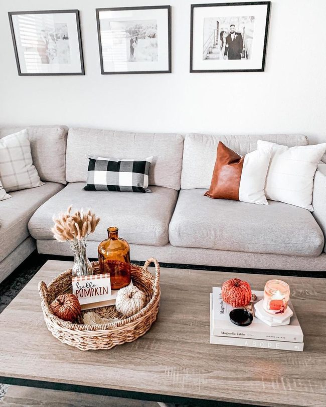 Gray Couch, Burnt Orange Warmth
