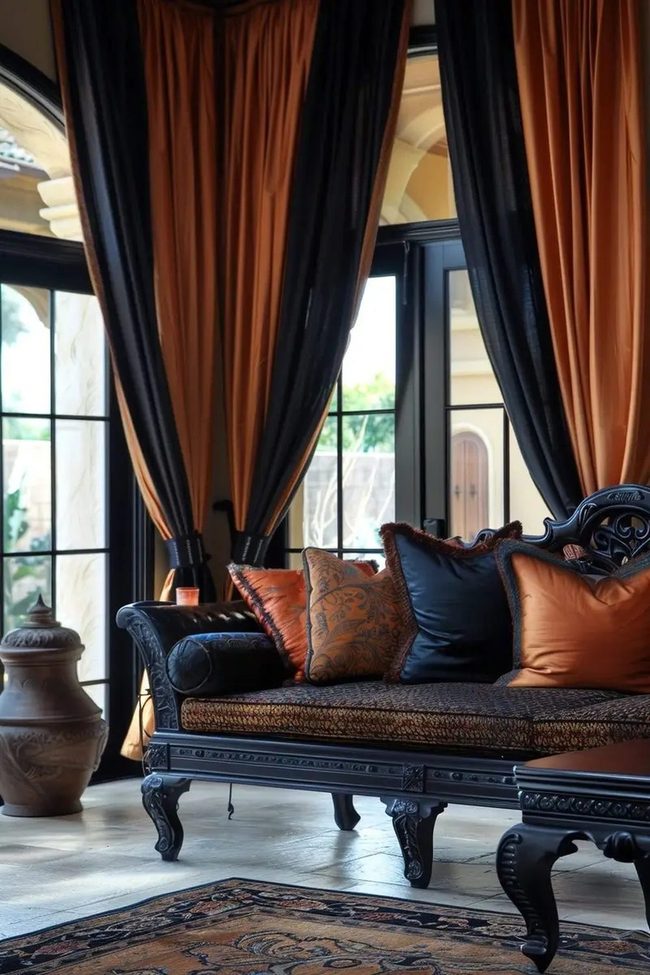 Deep Orange And Black Layered Luxury