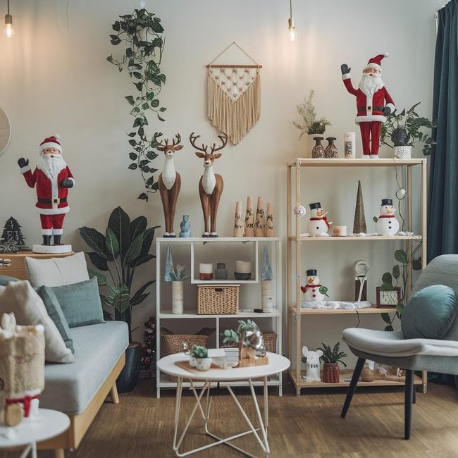 Miniature Santa and Snowmen Scattered