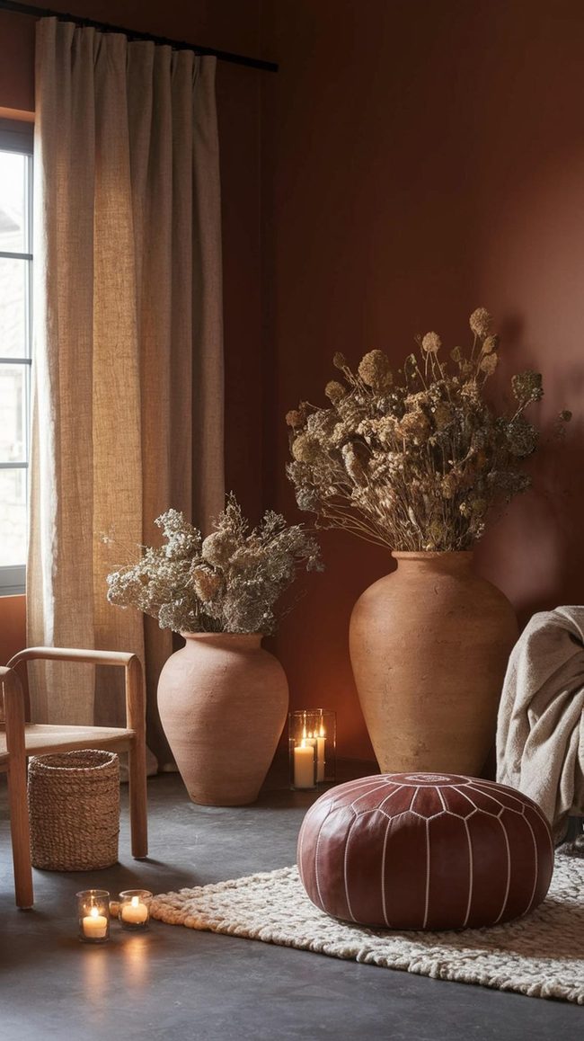 Terracotta Walls Natural Textures Living