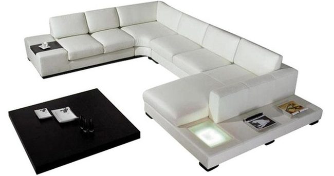 Cream Sectional With Black Contrast