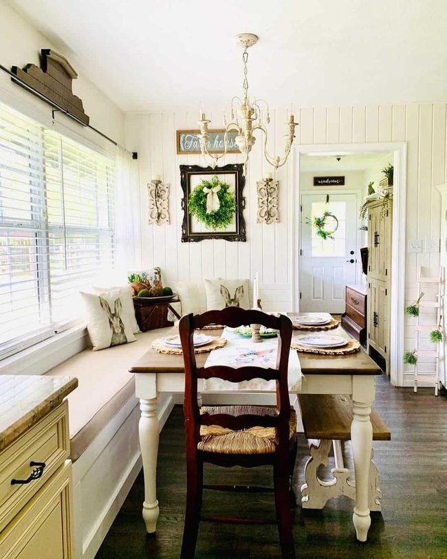 Honey Wood Shiplap Breakfast Nook