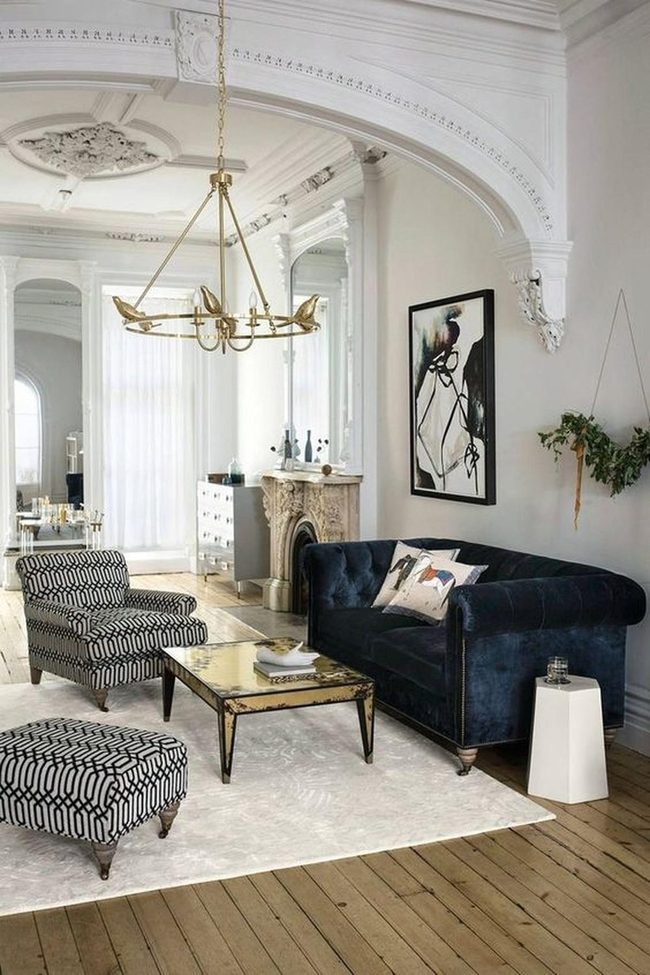 Dark Blue Velvet Sofa Statement