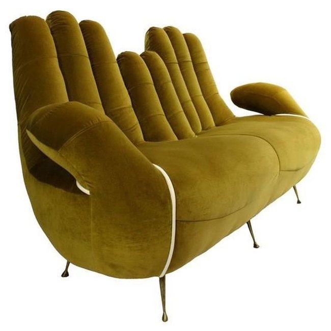 Olive Velvet Hand Sofa Statement