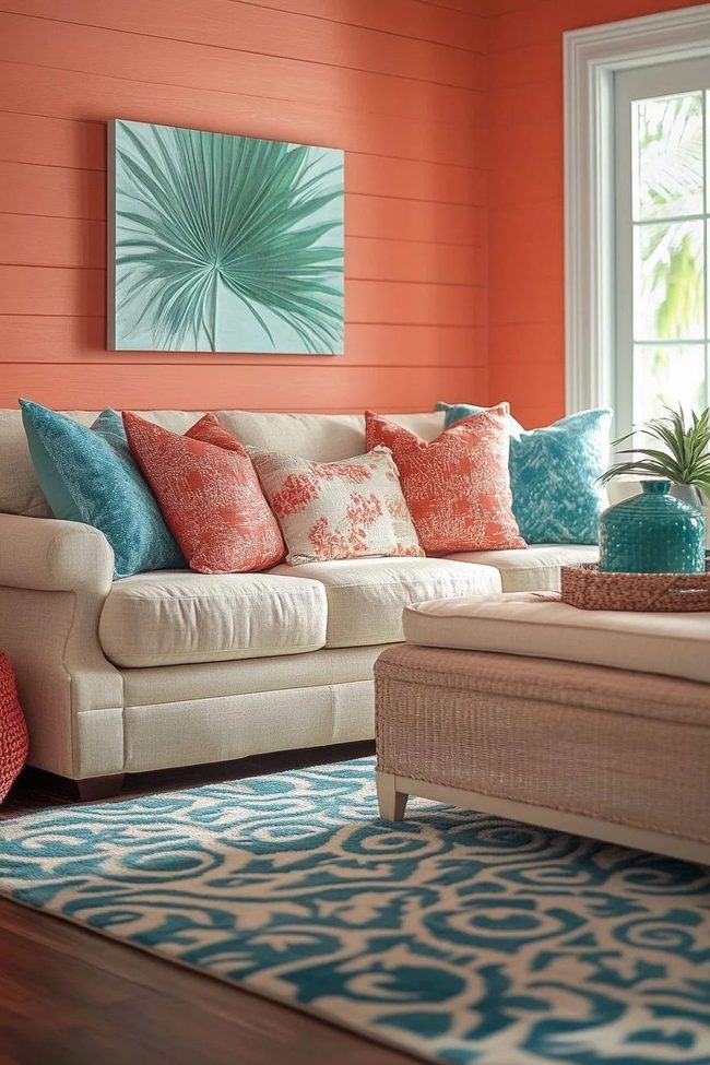 Coral Warmth Meets Neutral Balance