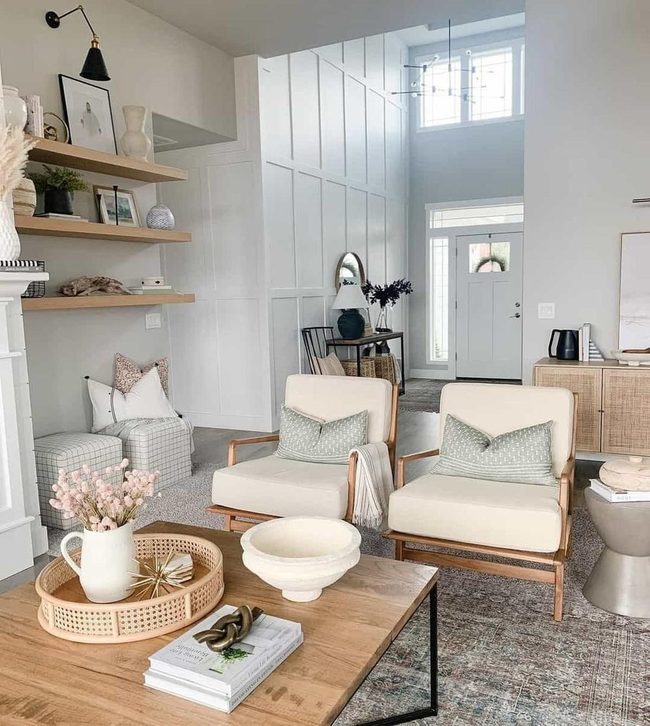 Warm Wood And Metal Living Room