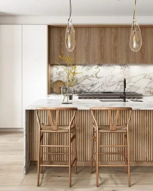 Yellow Flowers Brighten Modern Kitchen