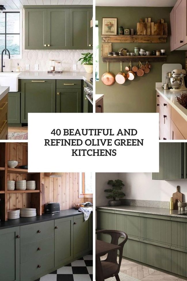 Green Cabinets Meet Natural Warmth